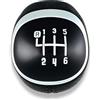 1neiSmartech Pomello Leva Cambio 6 Marce Compatibile con Fiat 500L 2012-2017 OEM 50293969 46314754 Lente Nera Argento Impugnatura Nera Foro Metallo Retromarcia in Alto a Sinistra