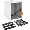 Tecmojo Armadio di Rete da 10 Pollici, 9U, Profondità 330mm, per Montaggio a Parete, con Ripiano Rack, Griglie con Spazzole, Paraluce, Portata 50kg, Porta in Vetro, Imballaggio Piatto, Bianco