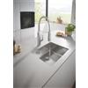 GROHE K700 Lavello da cucina in acciaio inox, 1 vasca 50x40x20 cm spessore 1 mm con miscelatore da cucina GROHE Eurocube Professional, cromo, bocca alta, dimensioni 547 mm, attacchi 3/8 pollici