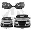 sonar tyc depo Coppia Set Fari Fanali Anteriori Tuning Golf V 5 2003 2008 fondo nero Neri H7+H7