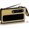 Lenco PDR-040 - Radio DAB+ portatile - Radio FM - con Bluetooth - Batteria integrata da 2000 mAh - 3 Watt RMS - Orologio e sveglia - in vero bambù - Nero