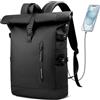HEROIC KNIGHT Rolltop Backpack with Laptop Compartment for 15.6 Inch Computer, Waterproof Anti-Theft Laptop Backpack for Men and Women, Expandable 18-27L Roll Top Backpack for Work Business Travel College -Black
