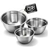 com-four® set 3 ciotole in acciaio inox - capacità 500 ml, 1000 ml, 2500 ml - ciotole per cucinare, preparare e servire