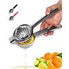 JOYIT Spremi Limone Manuale - Spremiagrumi Manuale in Acciaio Inossidabile, Spremi Lime con Tutti Gli Agrumi,Manico in Silicone, Anticorrosivo, Lavabile in Lavastoviglie (Argento)