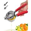 JOYIT Spremi Limone Manuale - Spremiagrumi Manuale in Acciaio Inossidabile, Spremi Lime con Tutti Gli Agrumi,Manico in Silicone, Anticorrosivo, Lavabile in Lavastoviglie (Rosso)