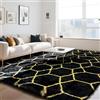 Untimaty Tappeto geometrico per soggiorno, 200 x 300 cm, extra large, colore: nero, ultra morbido, soffice, lavabile, antiscivolo, decorazione per camera da letto, camera dei bambini, dormitorio e