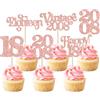 Gyufise 30 topper per cupcake per 18° compleanno, glitterati, vintage, 2008, 18 stecchini per cupcake Hello 18 anni, decorazioni per torte per buon 18° anniversario, forniture per feste, oro rosa