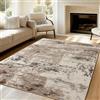 VK·LIVING VK-living Tappeti per il soggiorno aggiornati 16mm spugna spessa Tappeto astratto moderno antiscivolo Tappeto a pelo medio per soggiorno camera da letto ufficio grigio dorato 80X150CM