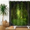 SDOTPMT 122x183cm Tenda da Doccia Magia Foresta - Fiaba Fantasia Giungla Albero Verde Pianta Prati - Bagno Naturale Paesaggio Vasca - Poliestere Con Ganci