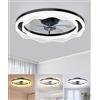 JAYNLT Ventilatore da Soffitto con Luce con Telecomando, 50CM Lampada Ventilatore da Soffitto, 3000K-6500K Dimmerabile LED Plafoniere, 6 Velocità, Memoria, Tempistica per Camera da Letto Soggiorno