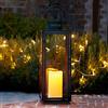 Lights4fun Lanterna Grande in Metallo Zincato Nero per Interni ed Esterni con Candela LED a Pile di Lights4fun