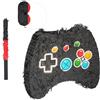 Relaxdays Pignatta Set Bastone e Maschera, Piñata Joystick Vuota, Gioco per Festa di Compleanno Bambini, Multicolore