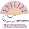 Fisura - Ventaglio in legno stampa sardine rosa, accessorio estivo moderno stile mare, con laccetto incluso, idea regalo originale, 42,5 x 23 cm