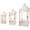 GILDE Set di 3 lanterne Clifton in legno, colore naturale, illuminazione decorativa per interni, 3 misure, candelabri