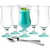 Glasmark KROSNO 1992 Glasmark A570032-0420-5183_22LD A570032-0420518322LD - Set di 6 bicchieri da cocktail max 480 ml, colore turchese + cucchiaino lungo, vetro e acciaio inox