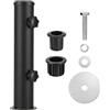 GoldOars Supporto per Ombrellone Accessori Universale Tubo in Acciaio Inox con 3 Manicotto di Riduzione (32/40/50mm) per Granito, Nero