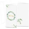 Logbuch-Verlag 10 biglietti pieghevoli con buste lettere color bianco verde oro con pesce cristiano e eucalipto inviti battesimo comunione cresima biglietto auguri ringraziamento 10,5 x 21 cm
