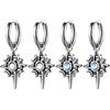 JewelryWe Orecchini a cerchio in acciaio inox Huggie con imitazione pietra di luna croce stella nodo celtico ciondolo pendenti orecchini gotici hip hop orecchini per uomo donna, Resina