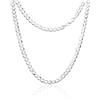 Aka Gioielli® - Collana Donna Uomo in Argento Sterling 925 Rodiato - Catena 5.6 mm Maglia Grumetta Piatta Diamantata - lunga 60 cm