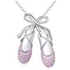 YFN Collana di scarpette da ballo in argento 925 Ciondolo di ballerina Rosa Papillon Regali di gioielli per le donne (scarpette da ballo rosa)