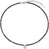 COAI Collana da Donna con Perline Sfaccettate di Spinello Nero e Ciondolo a Goccia in Pietra di Luna Adularia, Collana Fina da Donna Regolabile in Pietre Naturali