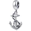 GLOWDAS Ancora Charms Fit Pandora Oceano Bracciale, Antico 925 Argento Sterling US Navy Nave Anchor e Corda Ciondolo Perline, Cruise Charm Regali per Moglie Esercito/Papà/Natale