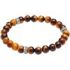 Kuzzoi Bracciale da uomo in pietra naturale, elastico in pietra occhio di tigre perle (8 mm), bracciale con perline in argento Sterling 925 ossidato