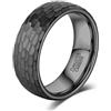 083BASE Anello in carburo di tungsteno, larghezza 4 mm/6 mm/8 mm, design martellato, acciaio o nero, anello di fidanzamento unisex