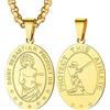 PROSTEEL Collana Medaglia San Sebastiano con Ciondolo 18K Placcato Oro Confezione Regalo Giocatore sul Retro
