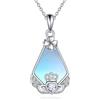 YAFEINI Claddagh Collana da donna in argento sterling 925 con ciondolo celtico irlandese Claddagh, con quadrifoglio, pietra di luna, idea regalo per ragazze, Argento sterling, Pietra di luna