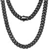 Sllaiss Collana Uomo Acciaio Inossidabile Collana Miami Cuban Link Lunghezza 56cm Catena Cubana Uomo Donna Maglia Grumetta Collane 8mm con Chiusura a Scatto Hip Hop Punk Rapper Nero
