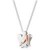 VLNET Collana in argento 925 con angelo, lettera in argento rosato e zirconi bianchi. Collezione Angeli Roberto Giannotti (N)