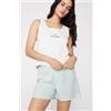 Tezenis Pantaloncini Corti In Tela Di Cotone Crinkle Donna Verde