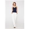Tezenis Canotta Spalline Sottili Scollo A V In Viscosa Con Pizzo Donna Blu