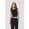 Tezenis Crop Top Effetto Crepe Donna Nero