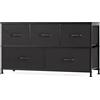 DUMOS Comodo, Trucioli in Legno, Acciaio, Pannello Frontale in Tessuto, Nero, 100T x 53B x 30H cm (5 Schubladen)