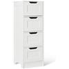 Amazon Basics Mobile da Bagno con 4 Cassetti, Mobile Sottolavabo, Struttura in MDF, Bianco, 30cm x 30cm x 82cm
