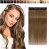 SEGO Extension Capelli Veri Clip Fascia Unica Una Ciocca Larga 22cm 100% Remy Human Hair Naturali Lunghi 20 cm (40 g) #6 Marrone Chiaro