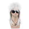 VGbeaty Parrucca Mulet Lunga Argento Rigido Per Uomini e Donne Parrucca | Anni 70 80 Diva Rock Punk Per Carnevale Halloween Cosplay Costume Party