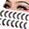 Feirdhoo Set di ciglia artificiali per carnevale, ciglia finte colorate, colori misti, per feste in maschera, per Halloween, 7 paia