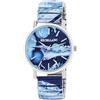 Excellanc Orologio da donna con cinturino in acciaio inox, Ø 36 mm, motivo colorato, stampa analogico, al quarzo, 1700060, Azzurro, Classico moderno
