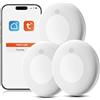 Safeliveo Rilevatore di fumo WiFi con batteria da 10 anni, notifiche tramite app e auto-test, allarme antincendio intelligente compatibile con Tuya & Smart Life, 3 pezzo