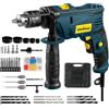 Enventor Trapano a Percussione 900W, Trapano Elettrico a Filo con 37 Accessori, Funzione 2 in 1, 0-3000RPM, Impugnatura Ausiliaria a 360°, Mandrino da 13MM, per Calcestruzzo, Metallo e Legno