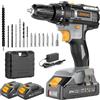 LEEIKOO Avvitatore a Batteria, LEEIKOO Trapano Avvitatore Batteria 21V, Avvitatore Elettrico 42N.m con 2 Batterie da 2.0Ah, 2 Velocità, 18+1 Coppie, 14 Accessori, Luce a LED Per Fai da te, Casa e Giardino