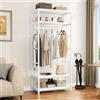 YITAHOME Appendiabiti con Portascarpe, Attaccapanni da Pavimento con 4 Ripiani, Porta Abiti Industriale, Scaffale per Abbigliamento, per Ingresso Corridoio Soggiorno, Bianco