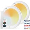 Combuh Lampada a Batteria Sensore di Movimento Luce Ricaricabile Garage Senza Fili, Autonomia 85 Giorni 6000mAh Plafoniera LED Senza Corrente Lampade da Soffitto per Doccia Balcone Rotondo 2pz