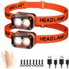 DARKBEAM Lampada Frontale Luce Testa LED Ricaricabile USB Alto Lumen, Lampada da testa per Casco con Sensore di Movimento, Torcia Frontale Luce Rossa per Campeggio, manutenzione Auto, 2 Pezzi