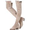 Mtzyoa OTK - Stivali da donna sopra il ginocchio, in pelle scamosciata, con tacco alto, tacco basso, Panna/Tacco 2 Pollici, 40.5 EU