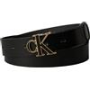 Calvin Klein Cinture da donna con fibbia rotonda Ck 30 mm intarsio cintura LV04F7073G, nero (nero/oro chiaro anticato), 85