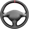 MEWANT Coprivolante in pelle sintetica cucito a mano per volante di auto per Alfa Romeo 147 2000-2010/156 2003-2007/Crosswagon 2004-2005, Stile 5: pelle sintetica nera + marcatore rosso